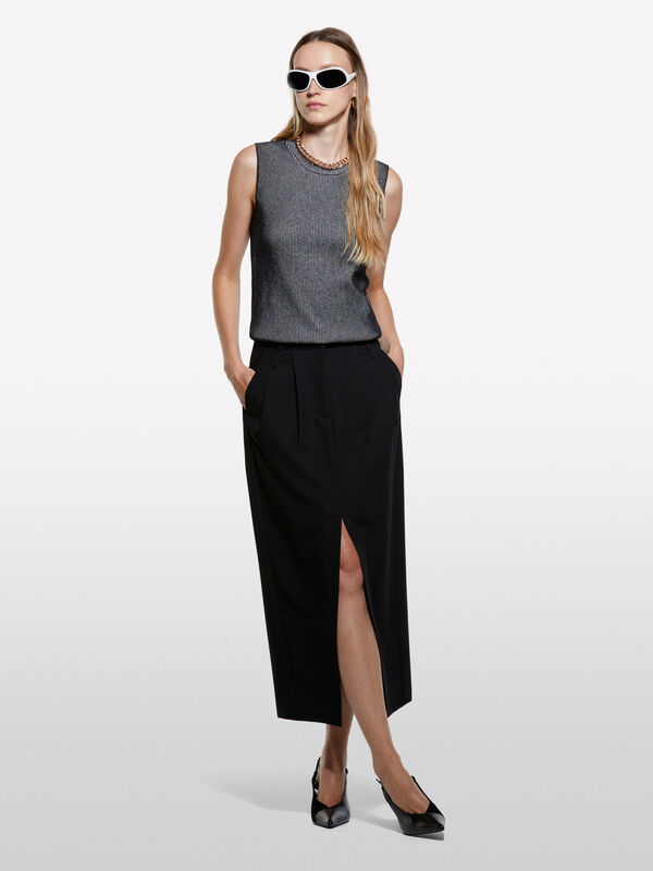 Graue Strickweste - rundhalspullover für damen | Sisley