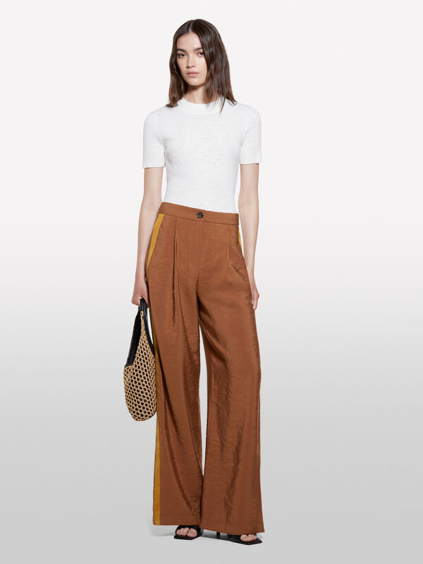 Braune Hose mit Knittereffekt - palazzo hosen für damen | Sisley