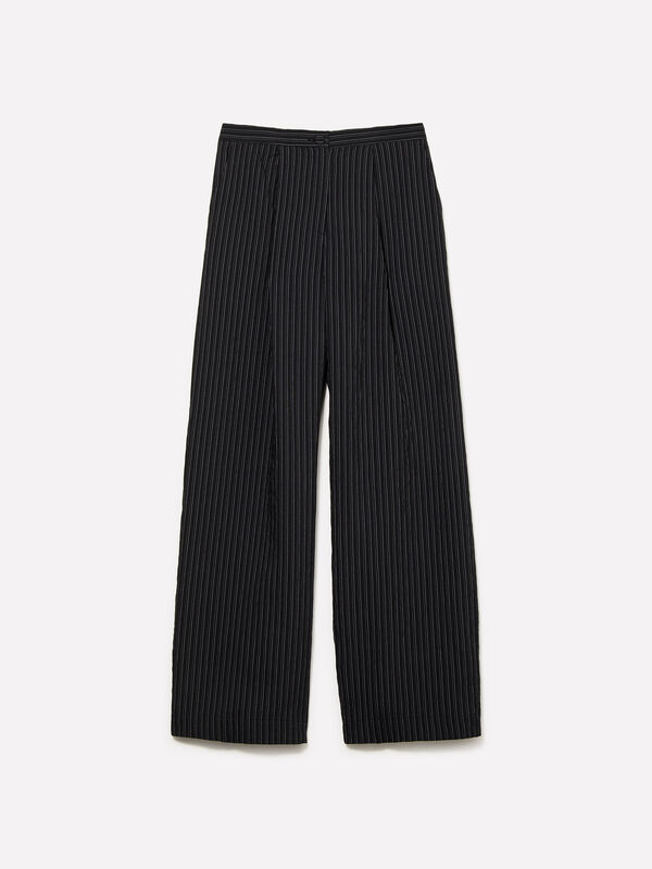 Schwarze gestreifte Hose - palazzo hosen für damen | Sisley
