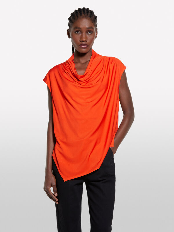 Drapiertes Top in Rot - blusen für damen | Sisley