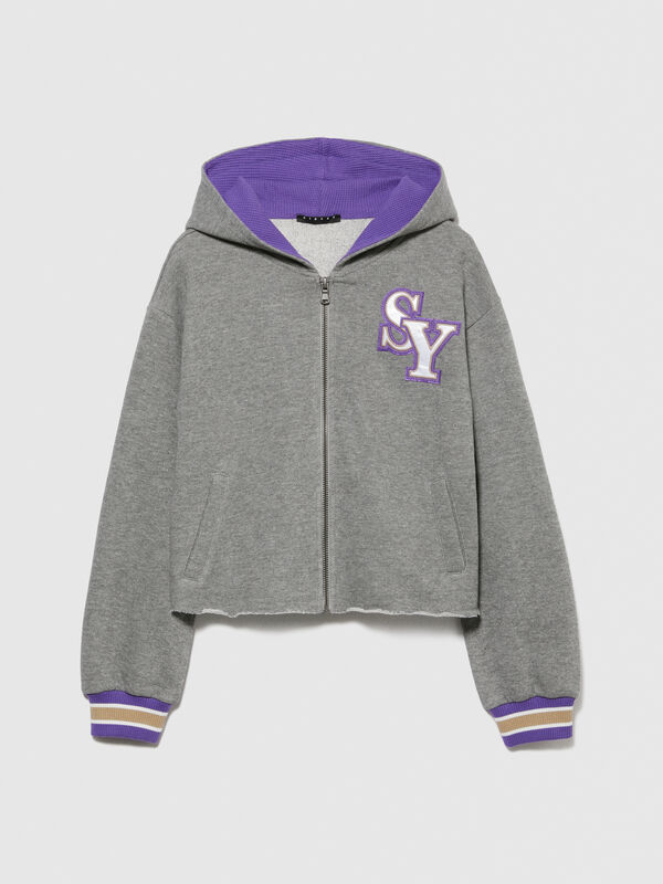 Cropped-Sweatshirt mit Stickerei