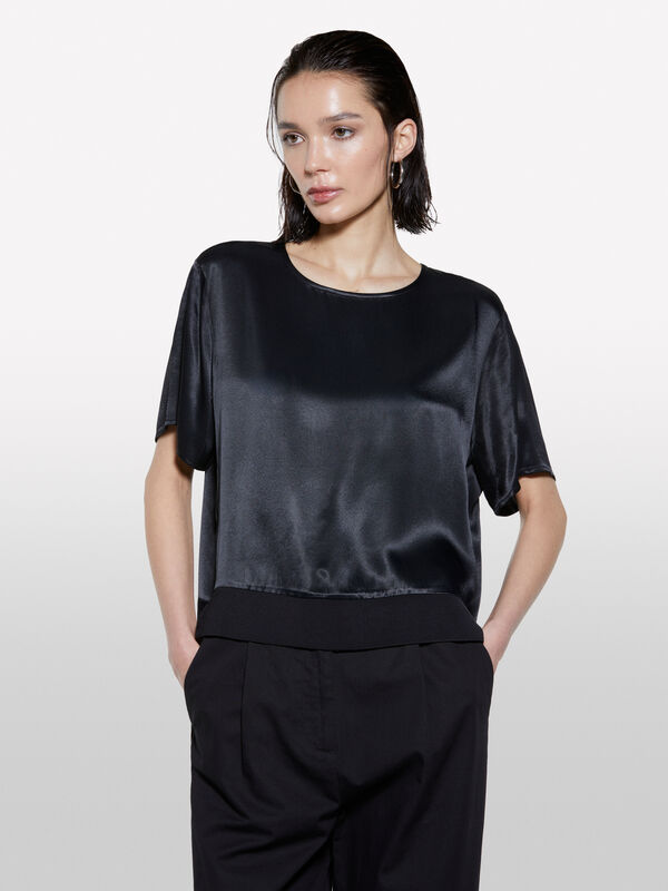 Schwarze Satinbluse - blusen für damen | Sisley