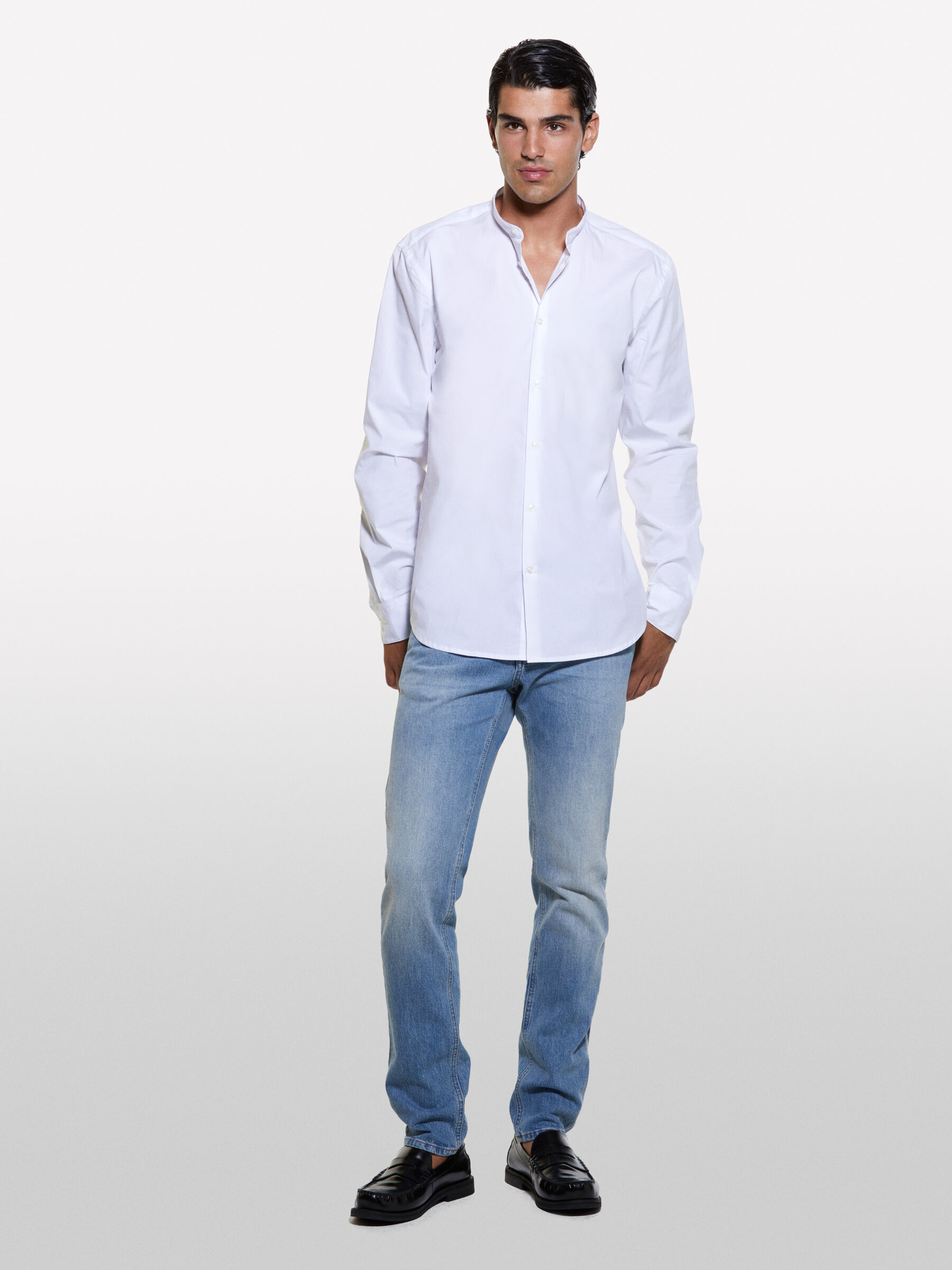 Weißes hemd stehkragen slim fit Clearance