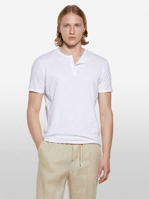 Weißes Serafino-T-Shirt - kurzärmeliges t-shirt für herren | Sisley