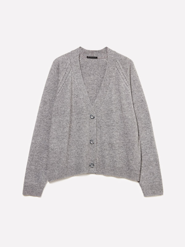 Oversize-Cardigan in dunklem Melange-Grau - cardigans für damen | Sisley