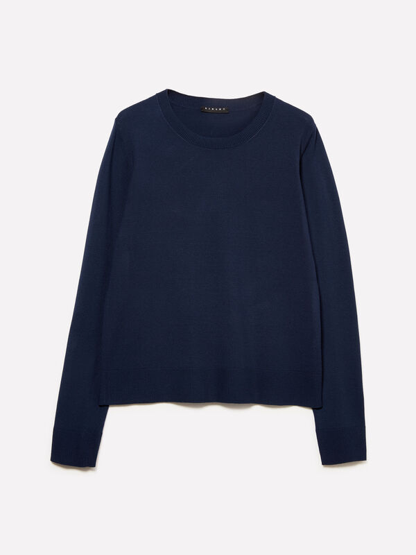 Marineblauer Pullover mit Rundhalsausschnitt - rundhalspullover für damen | Sisley