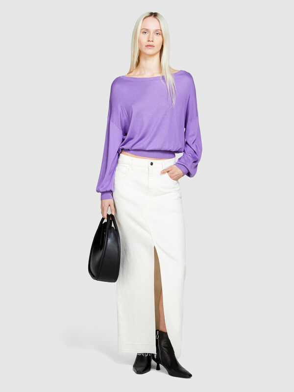Pullover aus gemischter Seide - pullover u-bootausschnitt für damen | Sisley
