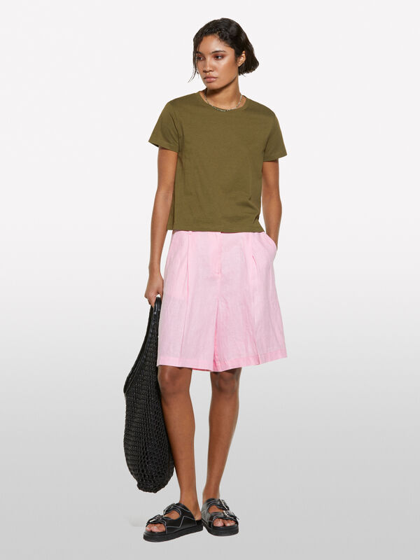 Rosa Bermudashorts aus 100% Leinen - shorts und kurze hosen für damen | Sisley