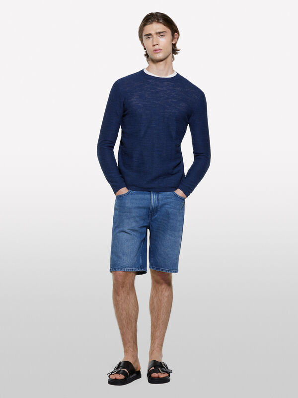 Dunkelblauer Melange-Pullover - rundhalspullover für herren | Sisley