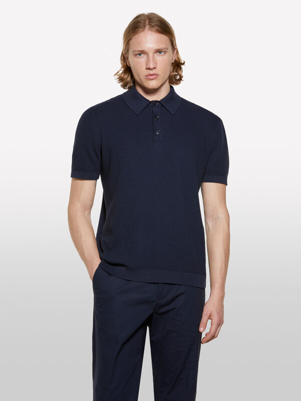 Dunkelblaues gestricktes Poloshirt - polo für herren | Sisley