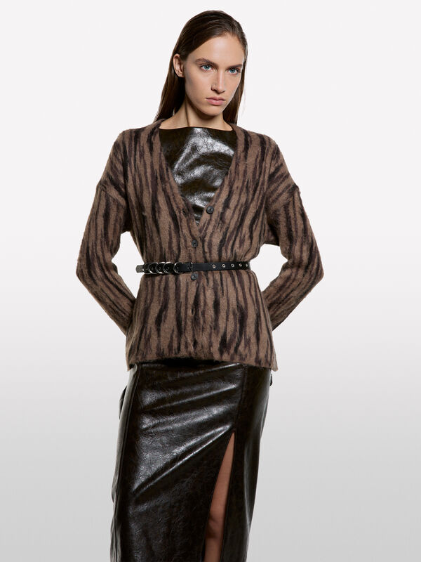 Strickjacke mit Tiermuster - cardigans für damen | Sisley