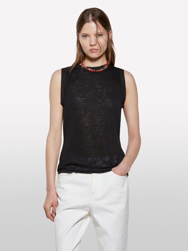 Schwarzes Tanktop mit normaler Passform - top für damen | Sisley