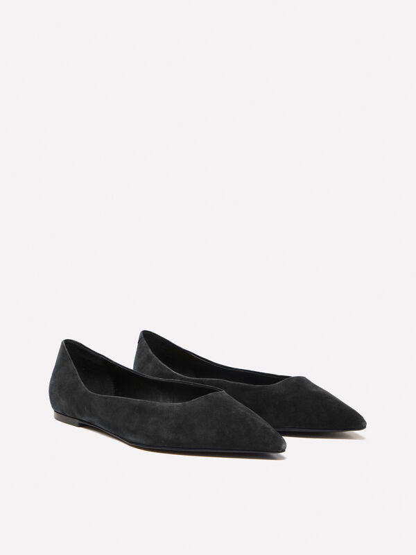 Schwarze Ballerina in Wildleder - flache damenschuhe | Sisley