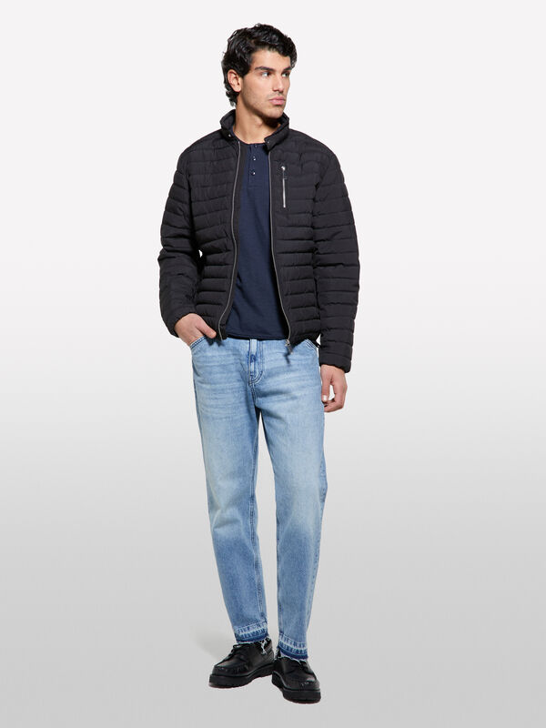 Schwarze wattierte Bikerjacke - daunenjacken und wattierte jacken für herren | Sisley