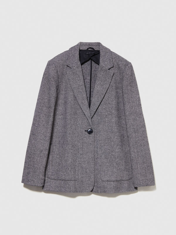 Grauer Blazer aus Mischwolle - blazer für damen | Sisley