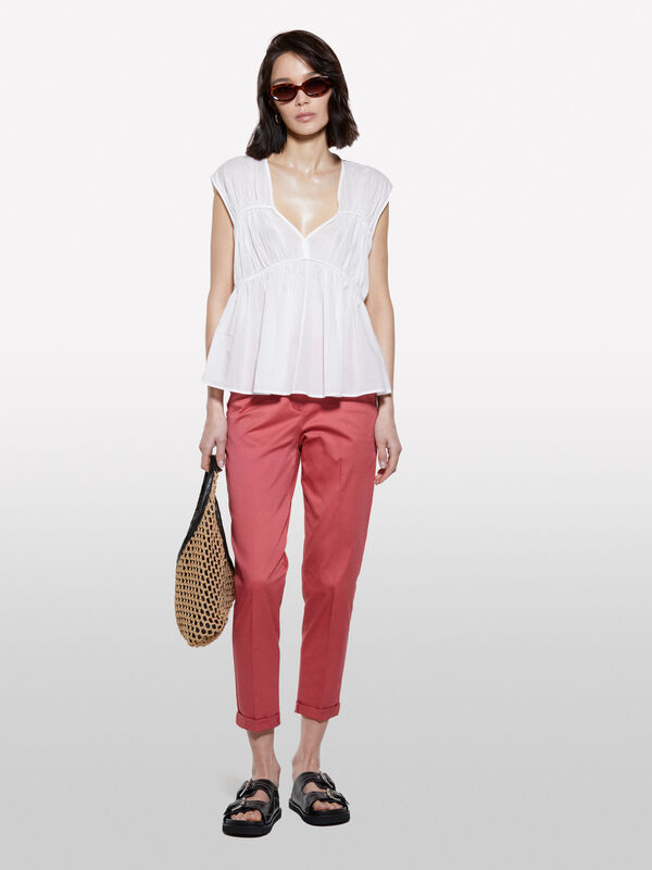 Weißes Oberteil mit gerafften Details - top für damen | Sisley