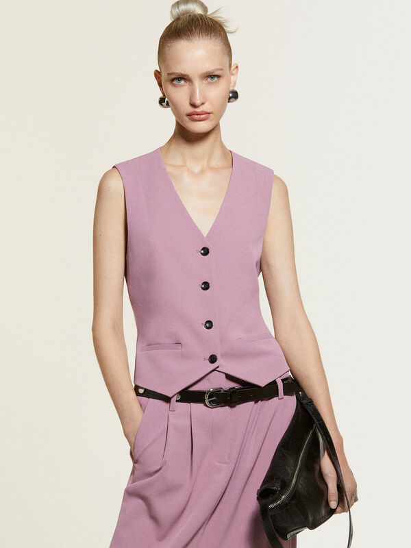 Slim Fit Weste in Mauve - westen und pullunder für damen | Sisley