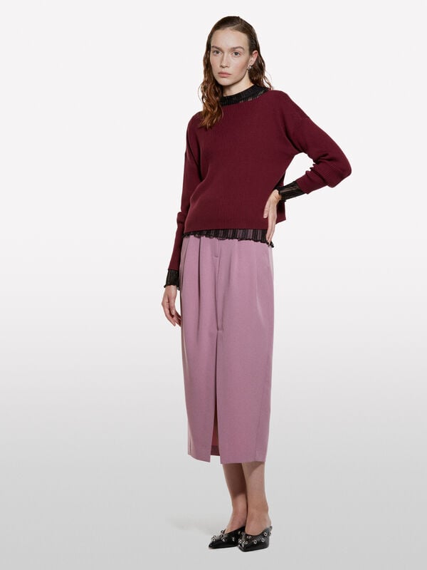 Burgunderfarbener Pullover mit U-Boot-Ausschnitt - rundhalspullover für damen | Sisley