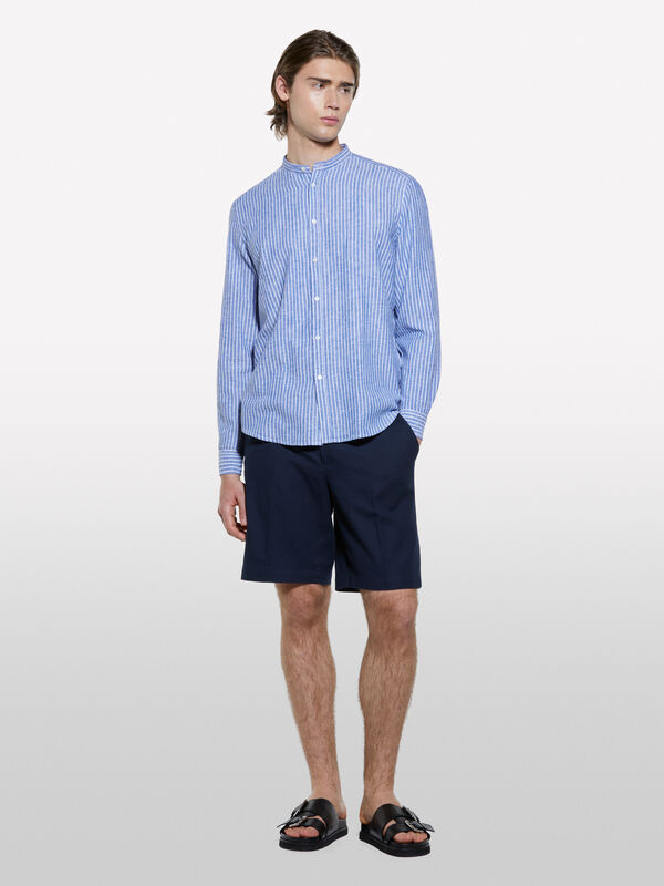 Gestreiftes hellblaues Mandarinenhemd Gestreiftes hellblaues Mandarinenhemd - regular hemden für herren | Sisley