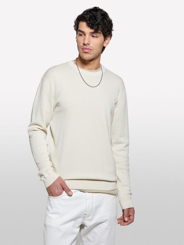 Pullover mit Rundhalsausschnitt in Beige - rundhalspullover für herren | Sisley