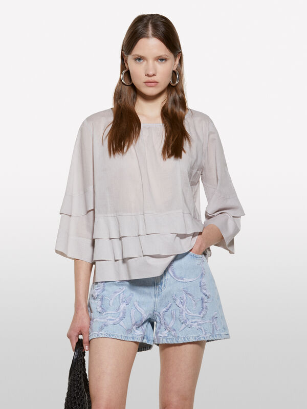 Graue Bluse mit Volants - blusen für damen | Sisley