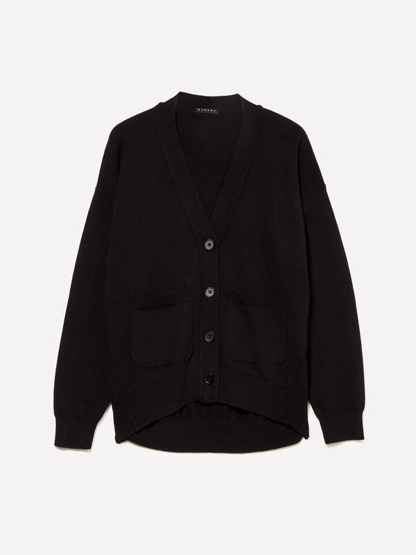 Übergroße schwarze Strickjacke - cardigans für damen | Sisley