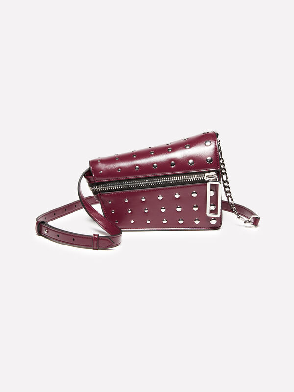 Asymmetrische bordeauxrote Handtasche mit Nieten - schultertaschen und umhängetaschen für damen | Sisley