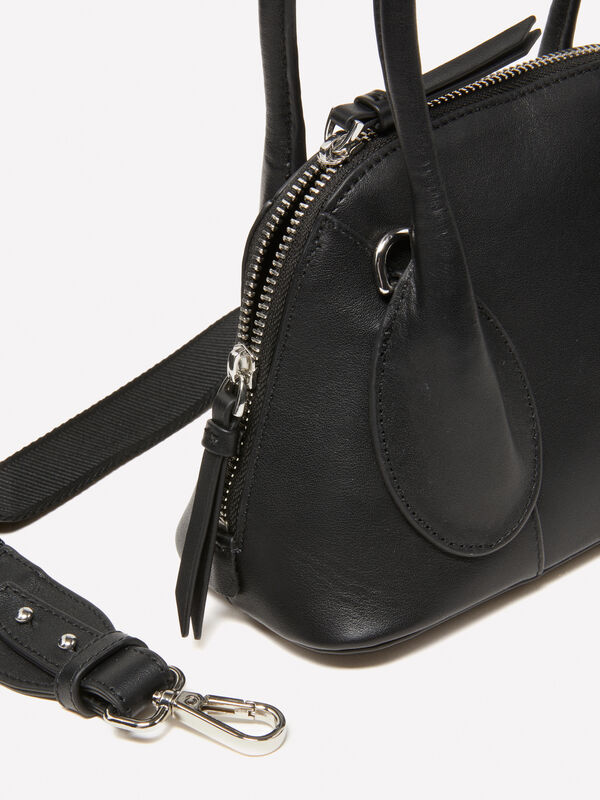 Schwarze Ledertasche mit Schulterriemen - schultertaschen und umhängetaschen für damen | Sisley