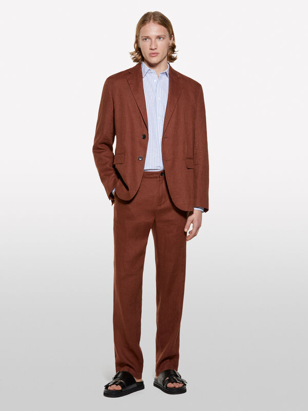 Braune Hose aus 100% Leinen - slim hosen für herren | Sisley