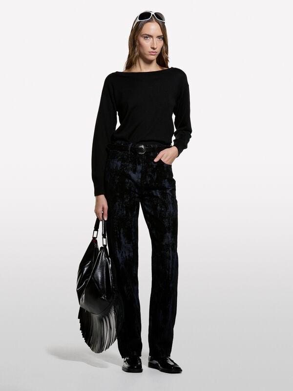 Schwarzer Pullover mit U-Boot-Ausschnitt - pullover u-bootausschnitt für damen | Sisley