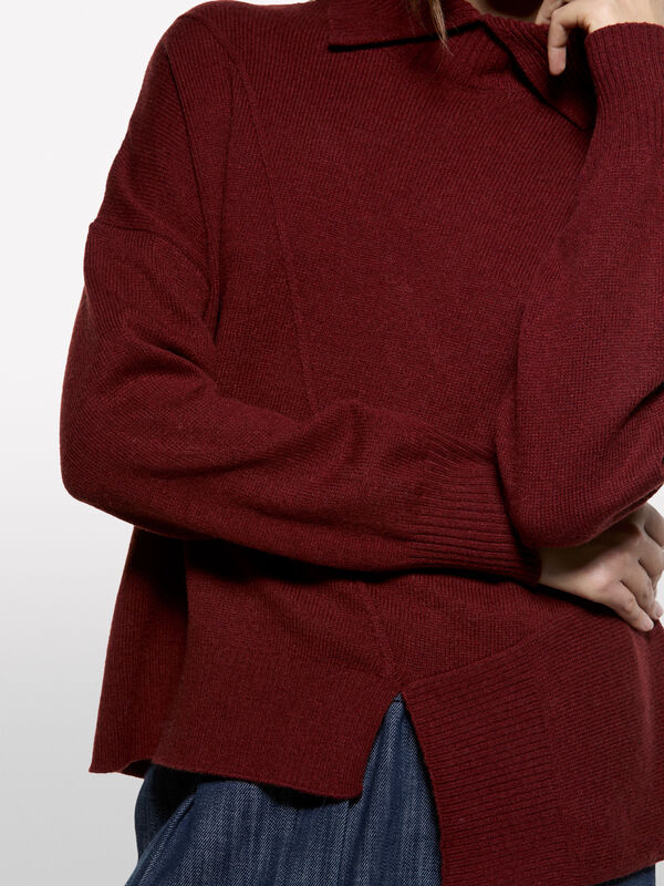 Asymmetrischer Pullover mit hohem Kragen - pullover hoher kragen für damen | Sisley