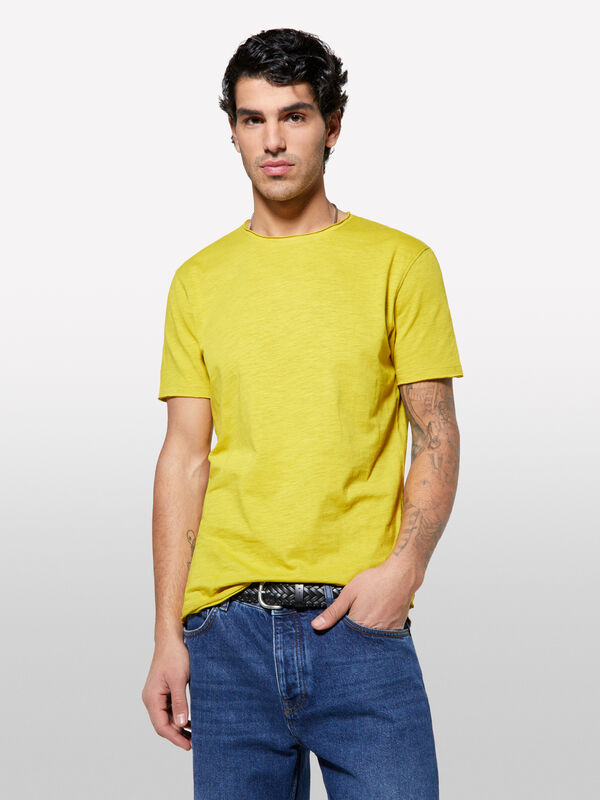 Kurzärmeliges T-Shirt slim fit in Limette - kurzärmeliges t-shirt für herren | Sisley