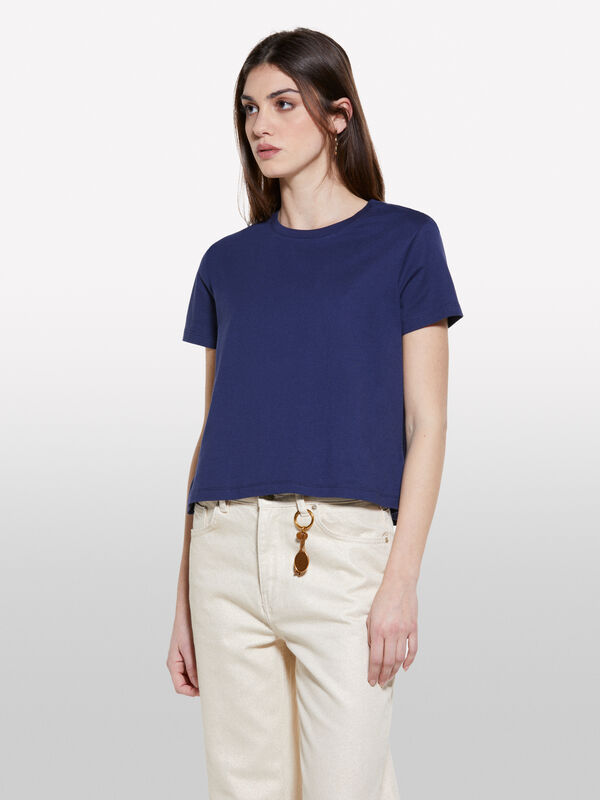 Blaues T-Shirt boxy fit  - kurzärmeliges t-shirt für damen | Sisley