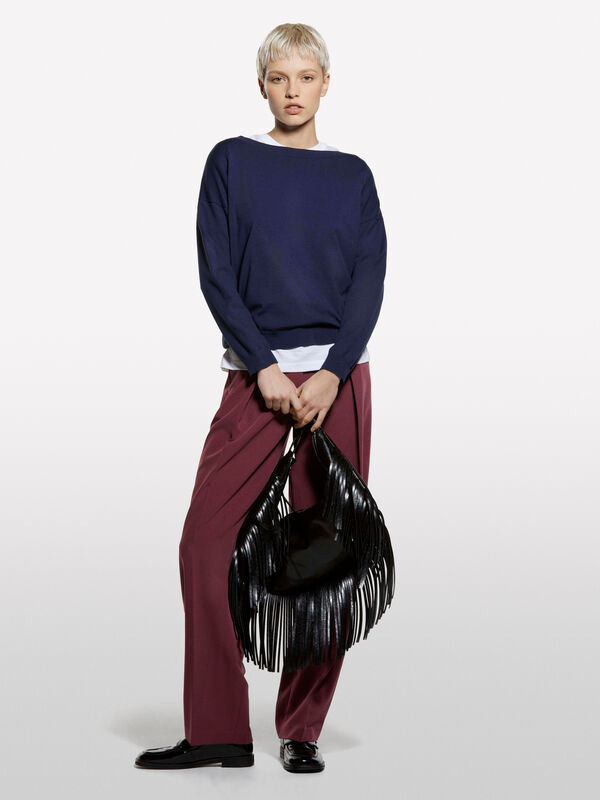 Marineblauer Pullover mit U-Boot-Ausschnitt - pullover u-bootausschnitt für damen | Sisley