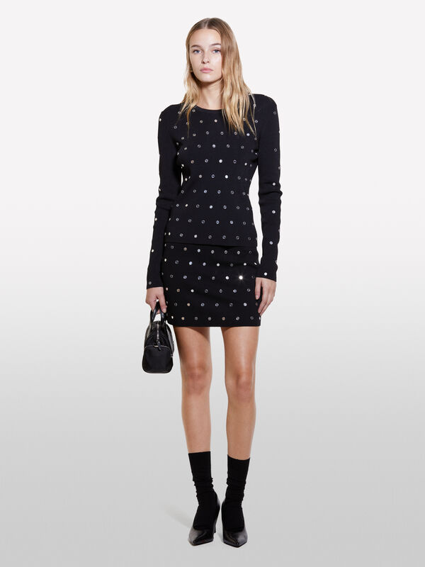 Pullover mit Nieten - rundhalspullover für damen | Sisley