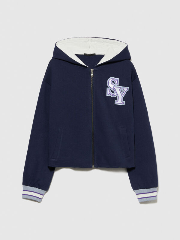 Cropped-Sweatshirt mit Stickerei