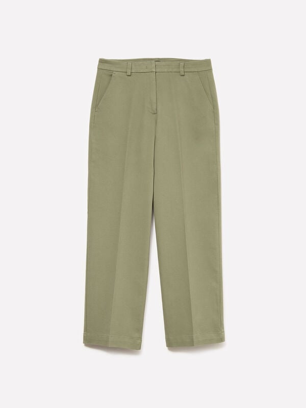 Dunkelgrüne Hose mit hoher Taille Dunkelgrüne Hose mit hoher Taille - regular hosen für damen | Sisley