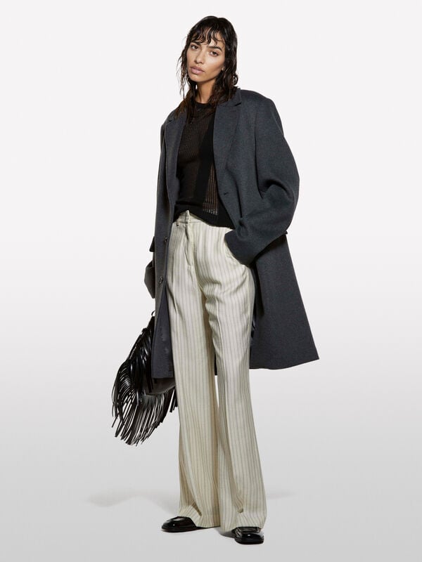 Cremeweiß gestreifte Hose Cremeweiß gestreifte Hose - palazzo hosen für damen | Sisley