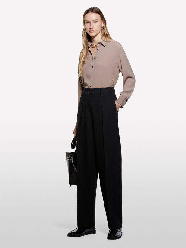 Schwarze Palazzohose mit Bügelfalten - palazzo hosen für damen | Sisley