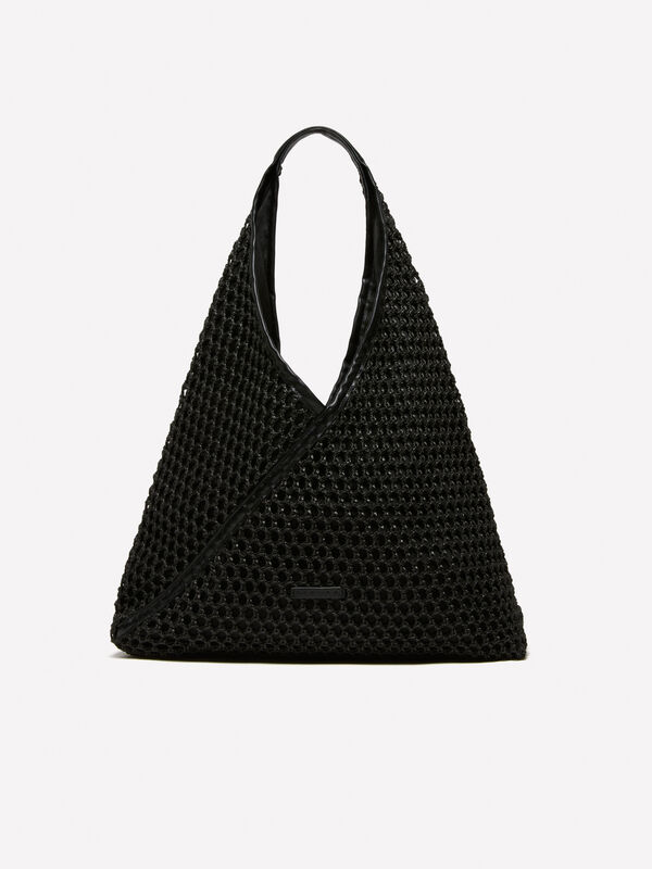 Schwarze Maxi-Tasche mit Häkeleffekt - taschen tote bag für damen | Sisley