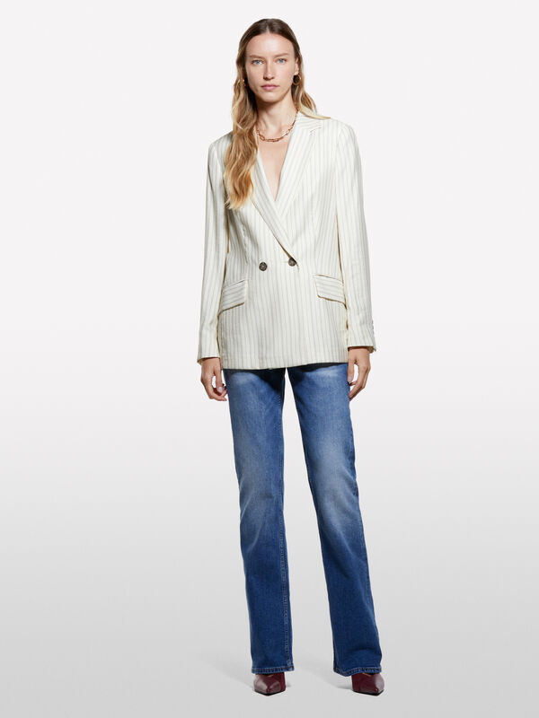 Cremeweiß gestreifter Blazer Cremeweiß gestreifter Blazer - blazer für damen | Sisley