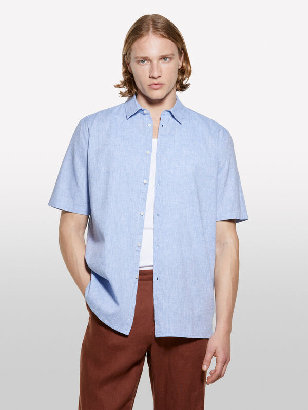 Hellblaues Kurzarmhemd - regular hemden für herren | Sisley