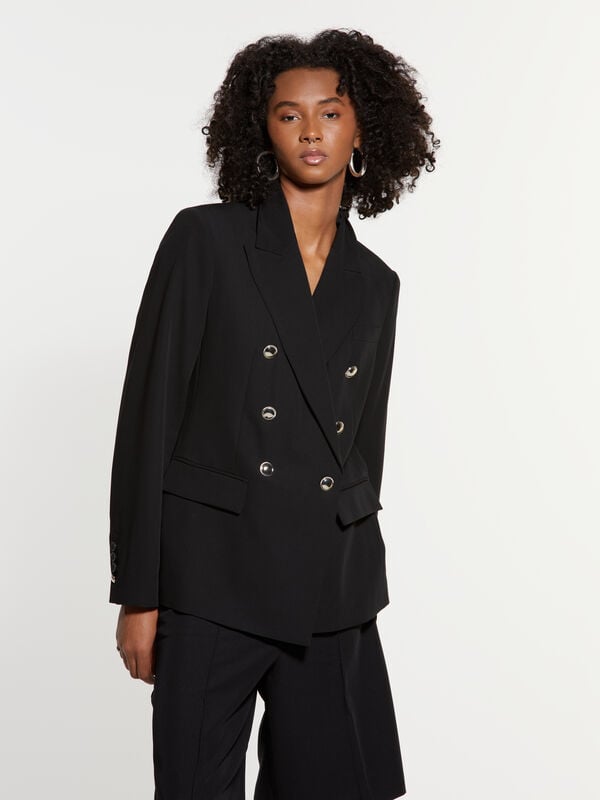 Schwarzer Blazer mit goldenen Knöpfen Schwarzer Blazer mit goldenen Knöpfen - blazer für damen | Sisley