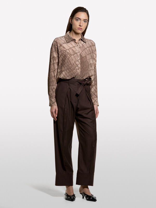 Beiges Hemd mit Printmuster - hemden für damen | Sisley