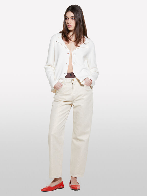 Strickblazer in Creme-weiß - blazer für damen | Sisley