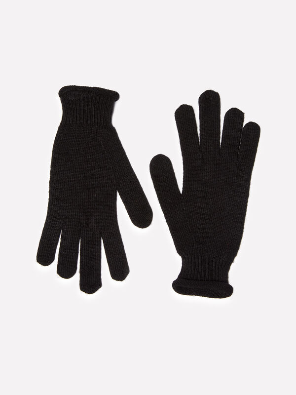Schwarze Handschuhe aus Kaschmirmischung Schwarze Handschuhe aus Kaschmirmischung - handschuhe für damen | Sisley