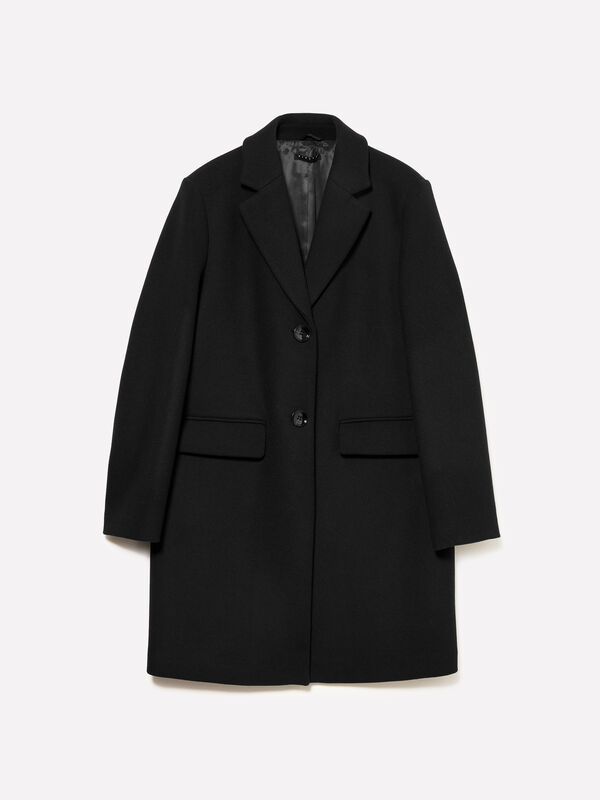 Schwarzer Midimantel - mäntel für damen | Sisley