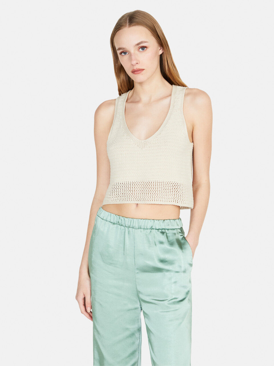 Cropped-Top mit Lochmuster