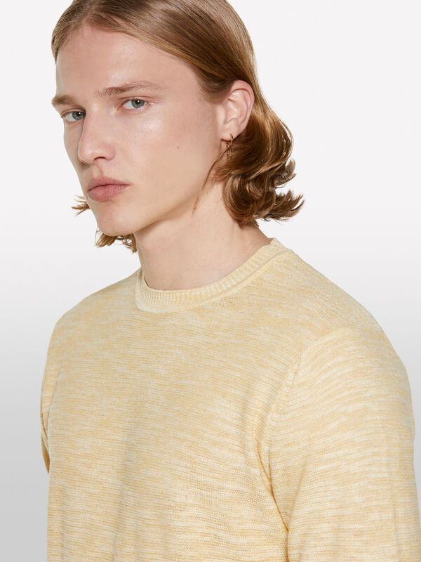 Gelber Melange-Pullover - rundhalspullover für herren | Sisley