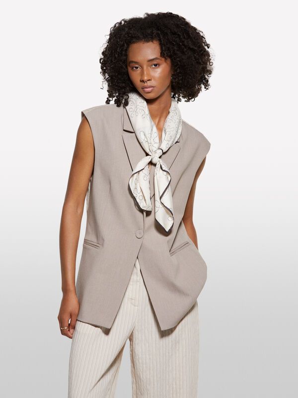 Beige Weste mit Kontraststreifen - westen und pullunder für damen | Sisley